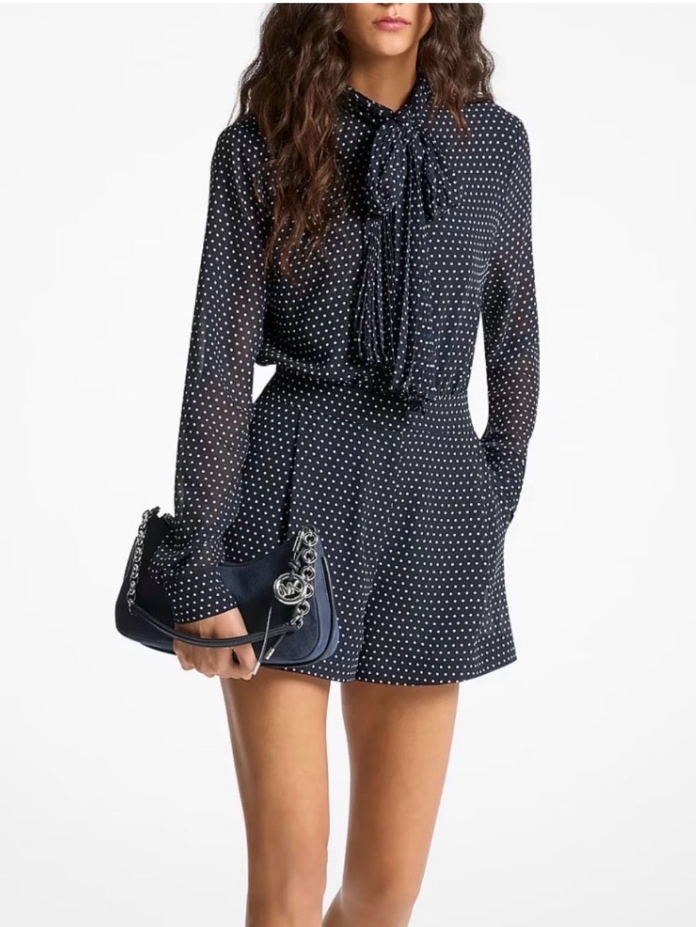Michael Kors Polka Dot Printed
Georgette Tie-Neck